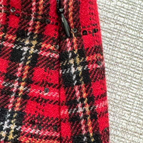 TALBOTS Women’s Tartan Plaid Wool Blend Sequin Skirt Size 4 - Picture 6 of 7